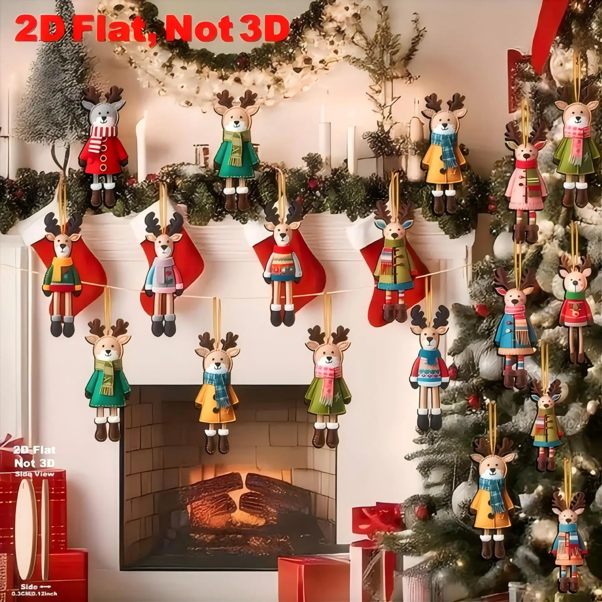 16-Piece Christmas Decoration Set, Santa Claus & Reindeer Design, Perfect for Holiday Decorations, Festive Home & Party Essentials