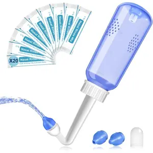 Nasal Irrigation System-300ml 10oz Nasal Wash Bottle Sinus Rinse Bpa-Free for Adult & Kid with 20 Nasal Wash Salt Packets