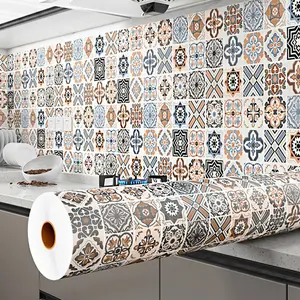 Boho Wallpaper Roll, Peel and Stick Contact Paper, Kitchen Splash Proof Board, Removable Wallpaper for Bathroom, Bar, Table, Cabinet Decor