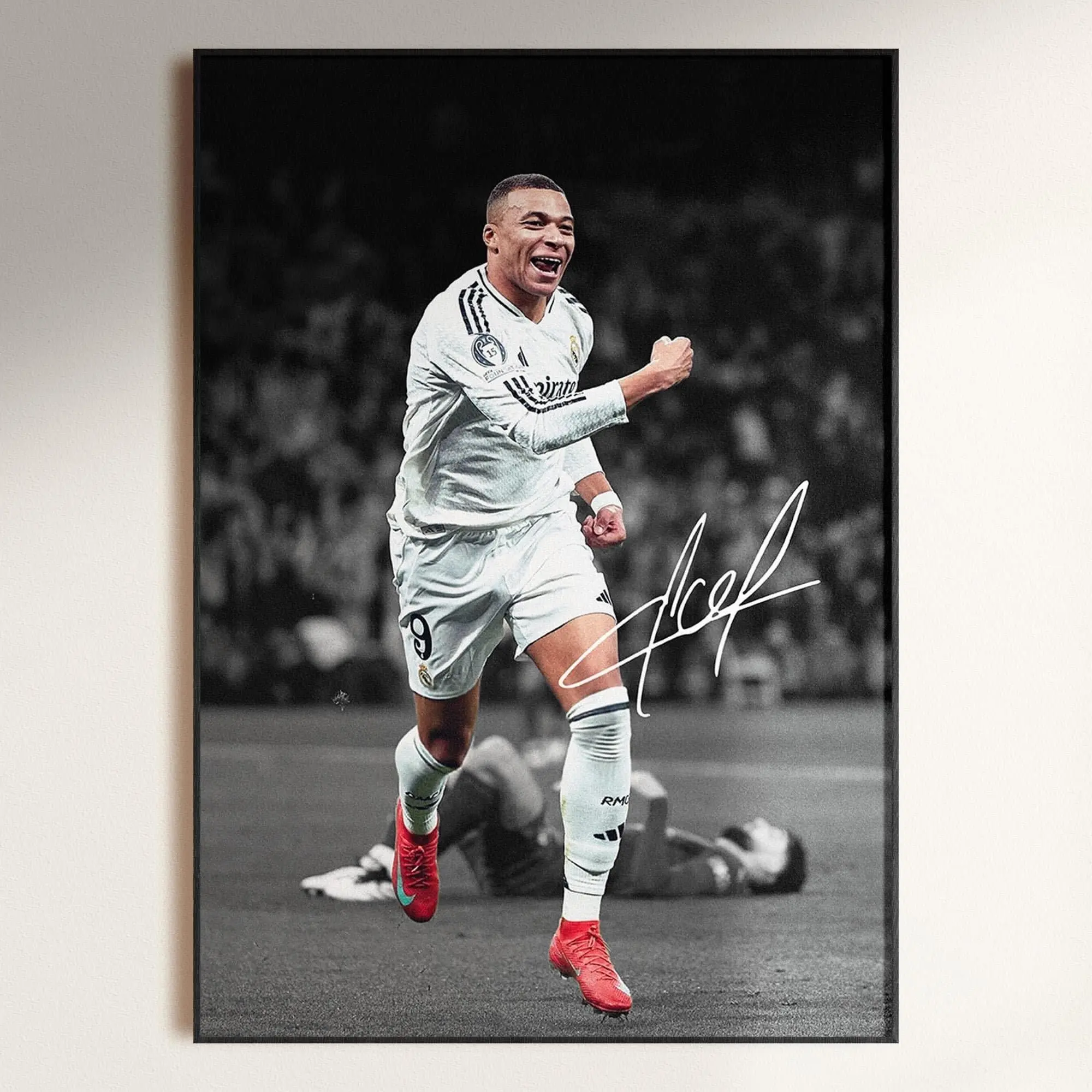 [UNFRAMED] Signed Kylian Mbappe Art, Professional Soccer Star Poster, Premium Wall Decor for Fans