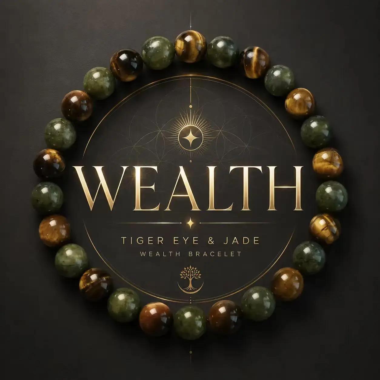Natural Tiger Eye & Green Jade Beaded Bracelet, Wealth Attraction Prosperity Abundance Healing Crystal Stretch Bracelet, Energy Gemstone Bracelet for Financial Luck Unisex Daily Jewelry Gift