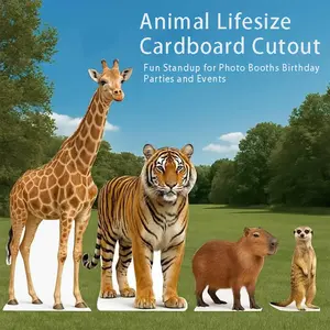 Animal Lifesize Cardboard Cutout Fun Standup for Photo Booths Birthday Parties and Events 4mm Coroplast Giraffe Tiger Capybara Meerkat Design