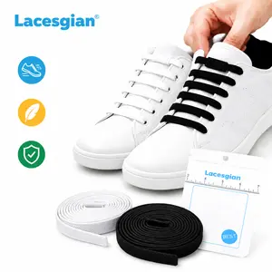 Lacesgian No-Tie Elastic Shoelaces, Flat Stretch Laces with Metal Buckles for Casual Sneakers, Convert Footwear to Slip-Ons for Adults