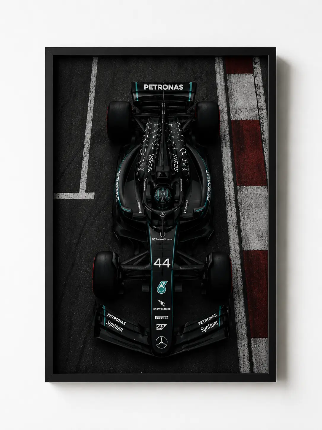 F1 Mercedes Car | Poster Decor Luxury Print Wall Art Decor For Home Bedroom With Black Frame