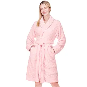 PAVILIA Womens Robes Lightweight, Knee Length Plush Fluffy Shower Bathrobe for College Dorm Ladies, Soft Fuzzy Cozy with Pockets