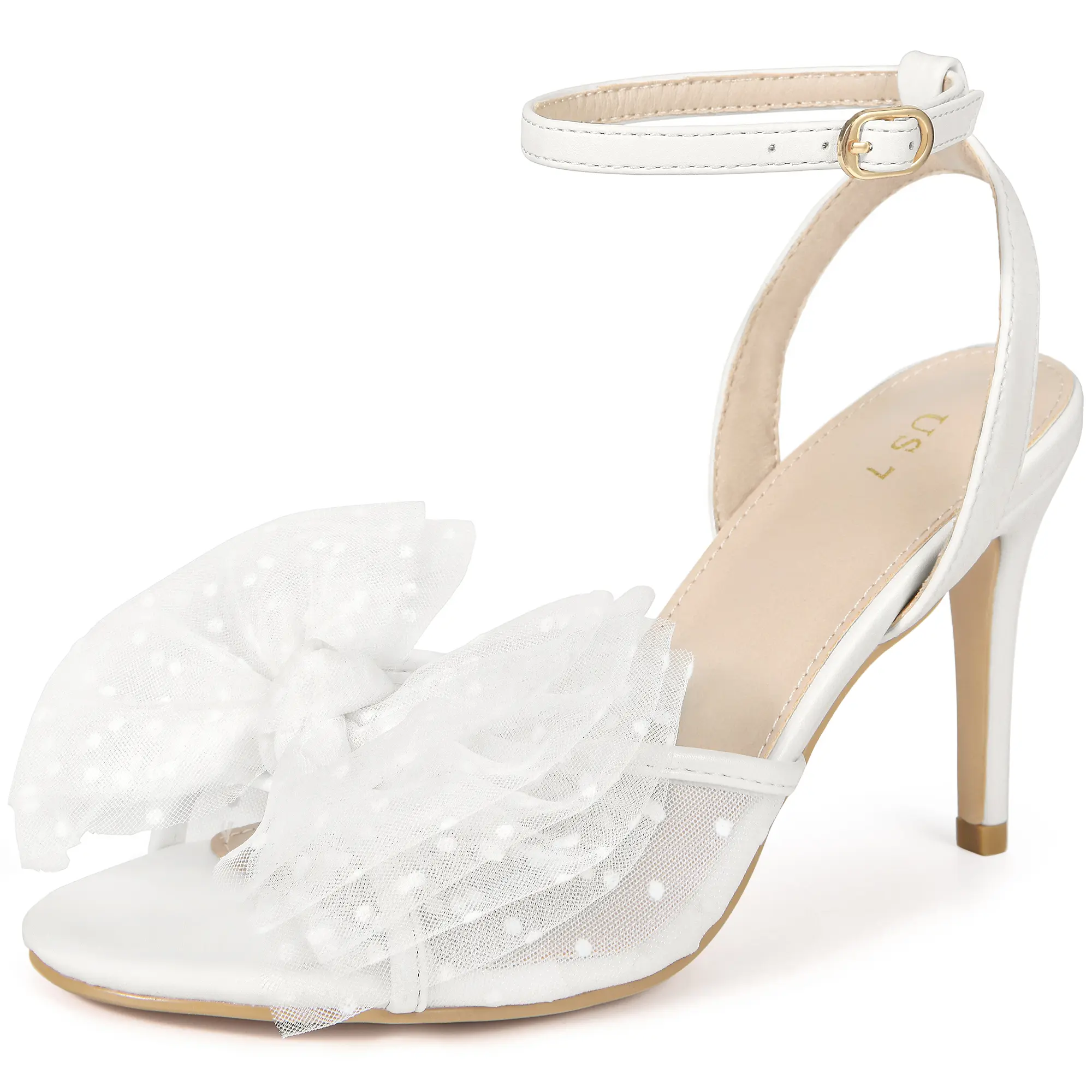 BLISSFUL STEP Bridal Heel Slingback Stiletto Heels Bow Wedding Shoes for Women