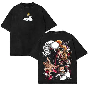 Deidara Anime Washed Oversized T-Shirt for Men Women, Akatsuki Ninja Graphic Tee, Art Is Explosion Design Vintage Streetwear Shirt, Heavyweight Cotton 230GSM Loose Fit Top