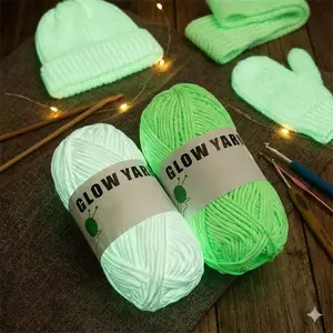 Glow in the Dark Yarn Crochet Kit - Ultra Soft DIY Rainbow Thread, High Elasticity & Strong Anti-Shearing, Eco-Friendly Skin-Friendly Craft Material for Spring Handmade Projects, Multi-Scenario Use.