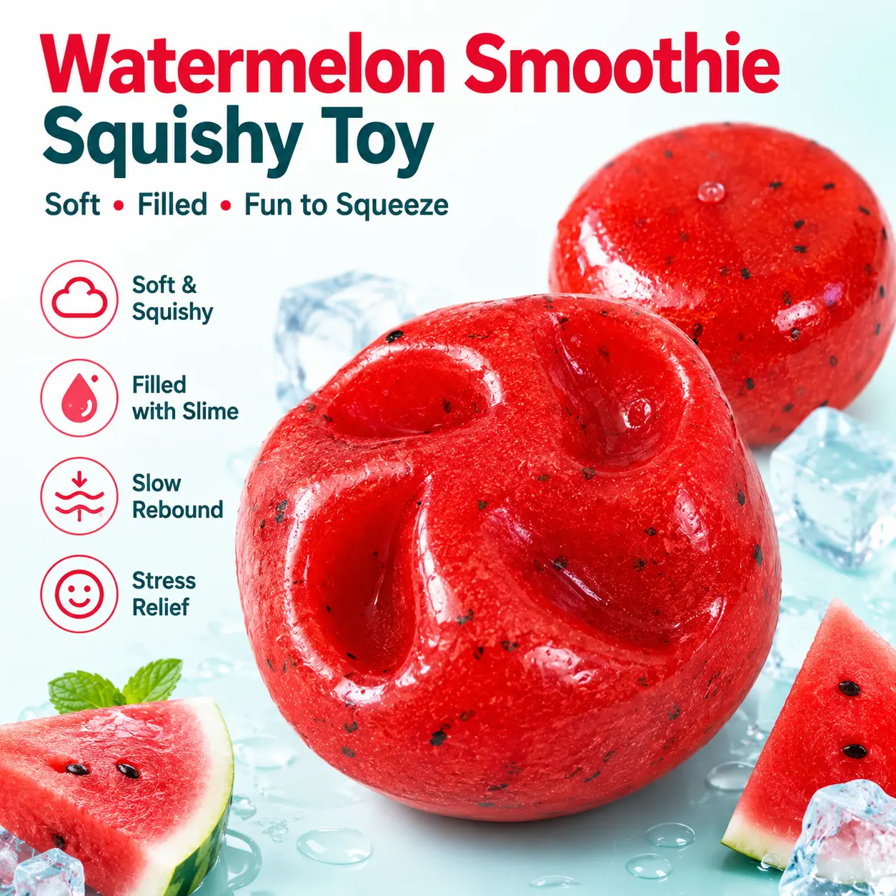 Watermelon Smoothie Squishy Toy, Soft Filled Sensory Stress Relief Toy, Slow Rebound Squeeze Fidget Toy for Kids Teens Adults, Cute Fruit Decompression Toy, Desk Toy, Party Favor Gift