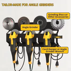 3-slot angle grinder finishing rack-wall-mounted tool rack, suitable for Milwaukee/Dewit, durable metal storage rack with hook, suitable for garage and workshop organization, perfectly matched with cutting machine and polishing machine.