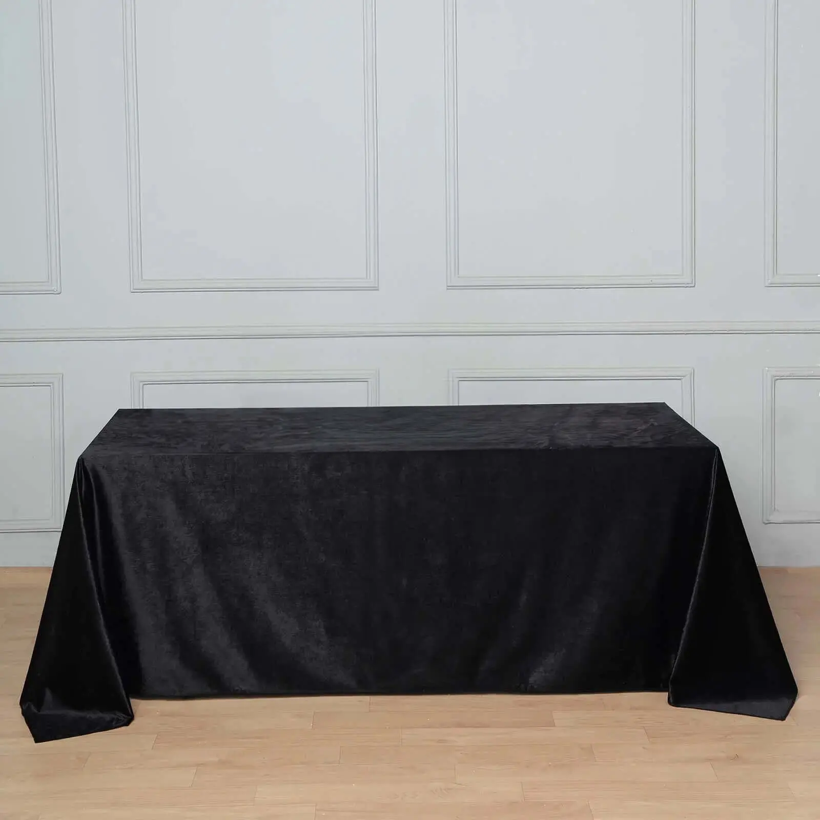 Premium Velvet Rectangle Tablecloth, 90"x132" Black - Soft Textured, Luxe Seamless Reusable Kitchen Linen for Event, Anniversary, Party, Hand Wash Compatible
