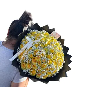 Yellow Rose Bouquet with Baby breath- FRESH FLOWERS/ROSES-