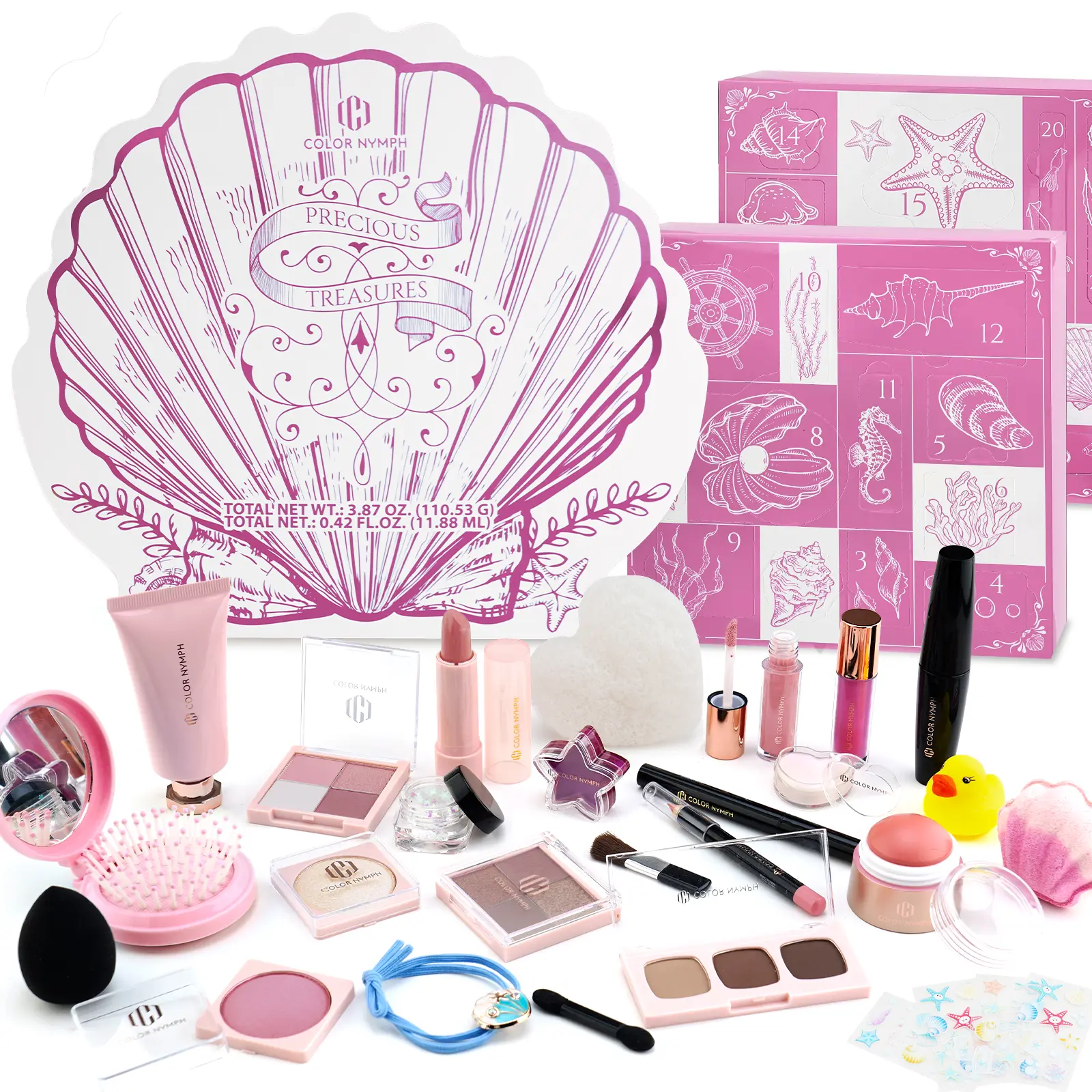 Color Nymph Makeup Advent Calendar Blind Box, 24 Days Advent Calendar Christmas Day Birthday Makeup Gift Sets for Beauty Cosmetics Kit For Teens Girlfriend Girls Surprise Holiday Gift,Lipstick Eyeshadow Lipgloss Eyeliner Lipliner Blush Highlighter (Pink)