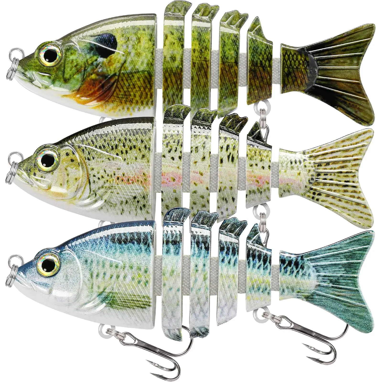 TRUSCEND Swimmax Easy Catch Artificial Lures - BKK Hooks, Heavy-Duty Dyneema Fiber Jointed Flashy Swimmer, Wiggling, Vibrating, Rattling, Gurgling for More Bites, Durable Fishing Gear for Bass Fishing