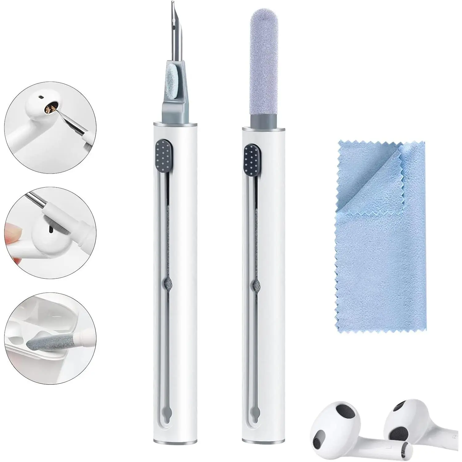 Airpod Cleaner Kit, Earbud Cleaning Kitfor Airpods Pro 1 2 3,Multi-FunctionCleaning Pen with Soft Brush FlockingSponge, Suitable for BluetoothHeadset,  Box, Mobile Phone,Earbud (1Pcs)