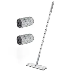 360 ° Rotatable Flat Mop Set, 1 Set Including 1 Count Mop & 2 Counts Cloth Replacement Pad, Household Cleaning Tool, Flat Mop System