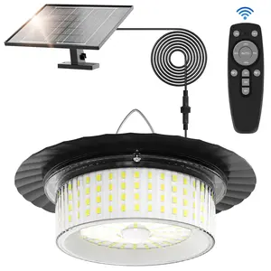 Solar Shed Light 244LED 360° Waterproof Solar Powered Pendant Light with Motion Sensor 5 Modes Remote Timer for Home Garden Barn Shop Gazebo Garage Eco-Friendly Outdoor Lighting