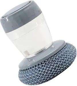 3 PCS Automatic liquid dispenser dishwashing brush, circular kitchen cleaning brush with detergent dispenser, scratch-resistant pot and pan cleaning brush, durable tableware cleaning tools