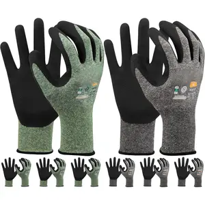 Gardening Gloves for Men, 6 Pairs Breathable Garden Gloves,  Latex Coated, Stretchable Knitting General Duty Work Gloves, Made from Recycled PET Bottles,Green & Gray, Large