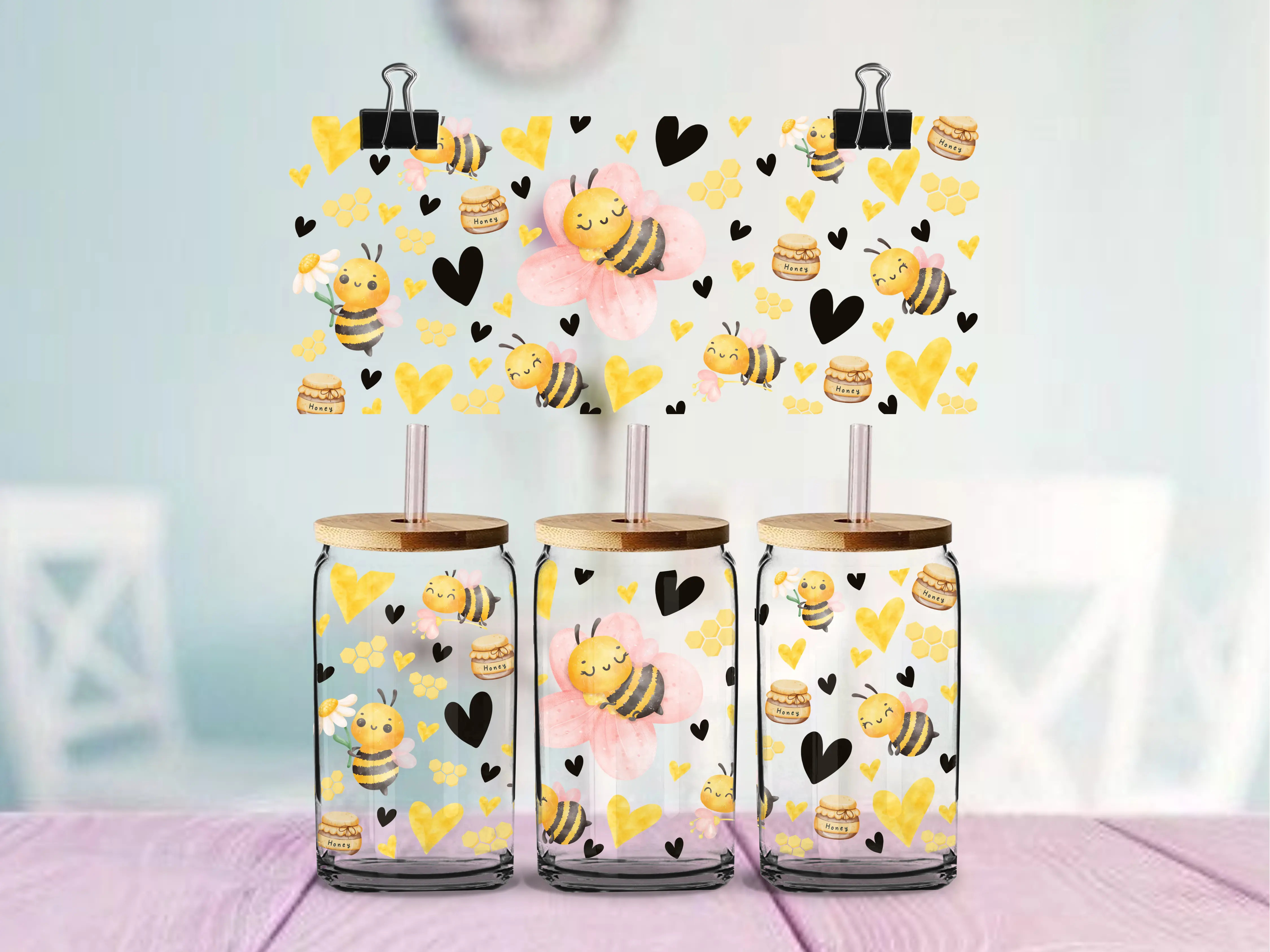 Honey Bee Cute | UV DTF Wrap for Cups | Ready to Apply Permanent