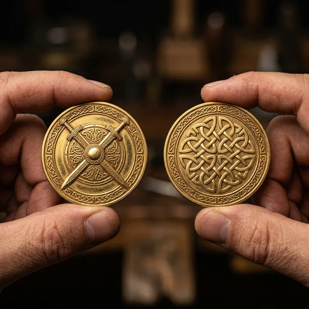 Double-Sided Celtic Knot Challenge Coin, 3D Print Ancient Celtic Metal Coin, Irish Heritage Collectible, Eternal Knot Commemorative Coin, Mythology Gift for Men Women