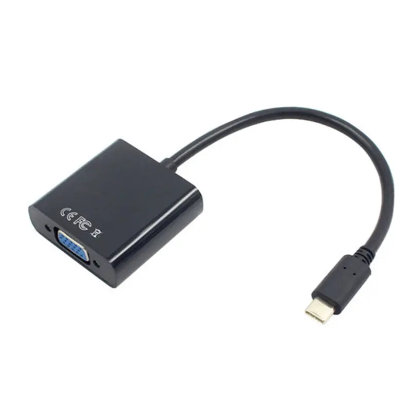 USB Type-C 3.1 to VGA Male-to-Female Adapter Cable, 24cm ABS Plastic Accessory, Plug-and-Play, 1080P Full HD Video Transfer, No Power Adapter Required, for 12in MacBook & Monitor, Accessories