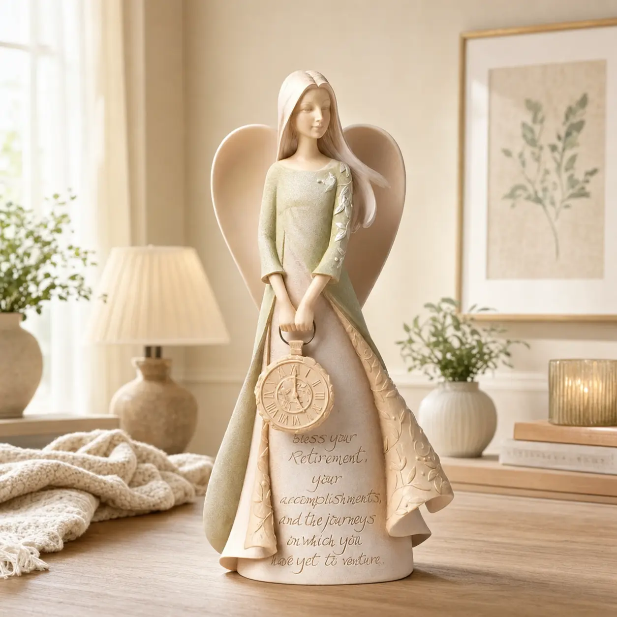 Angel Sculpture Ornament, Resin Decoration for Home Desktop