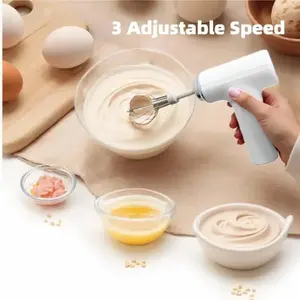 Your Baking Sidekick Portable Hand Mixer with 2 Attachments 3 Adjustable Speeds USB-C Charging & Stand for Small Kitchens