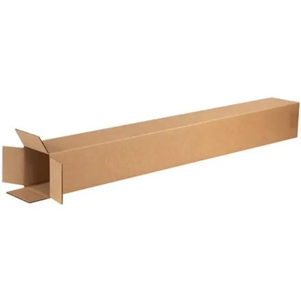 Box Partners 4440 Kraft Corrugated Mailing Tube Boxes (4x4x40 in), 200-ECT-32 Grade, End Load Design, Flat Bundle, Time-Money Saving Sealing (25 Count)