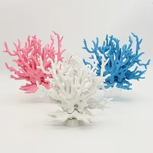 3pcs Mini Multicolor Ocean Decor Coral, Sea View Room Decoration Coral, Three Color Aquarium Scene Resin Coral Ornament, Marine Theme Accessories