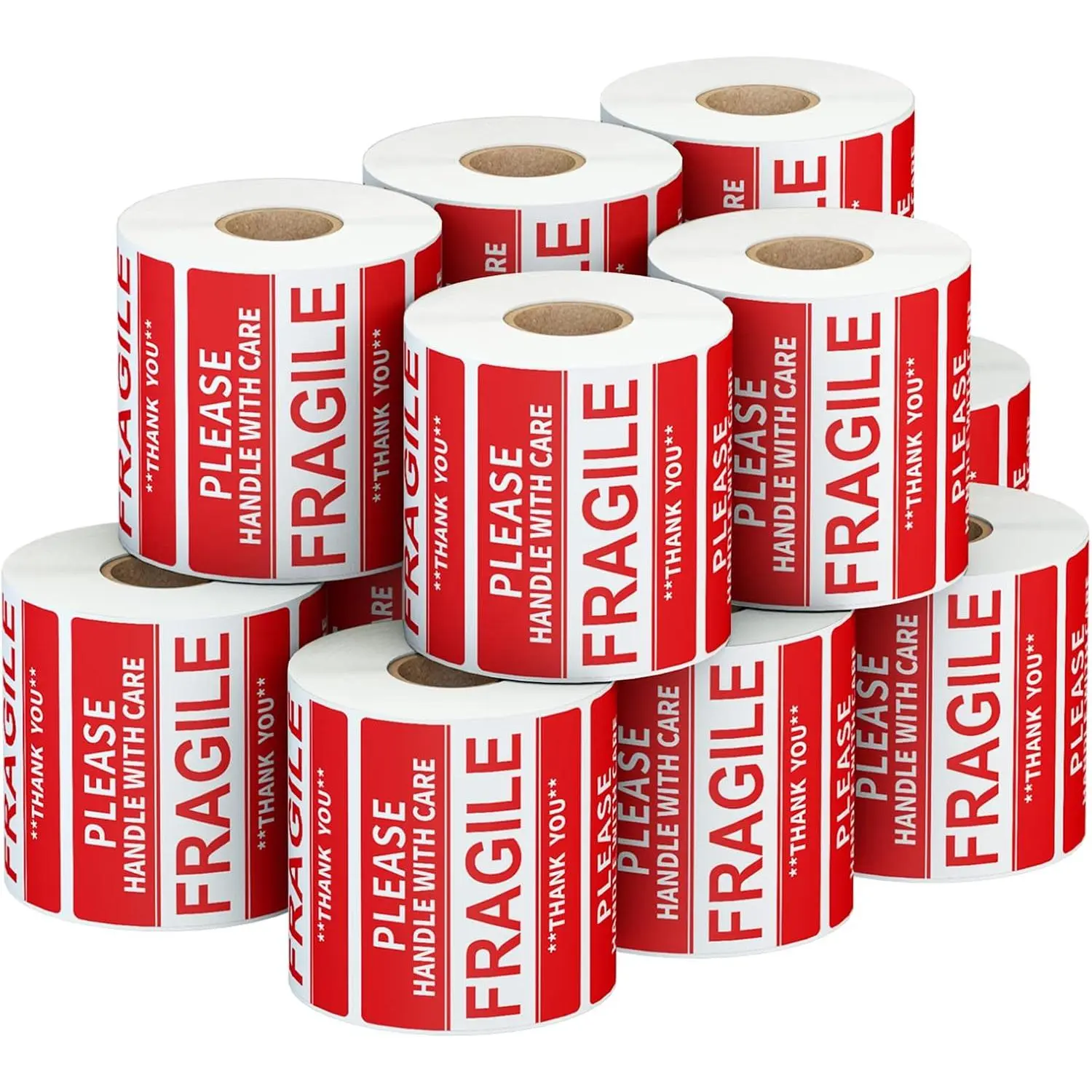 3 x 2 inch Handle with Care Fragile Thank You  Packing Shipping Label Stickers Permanent Adhesive (12 Rolls, 6000 Labels)