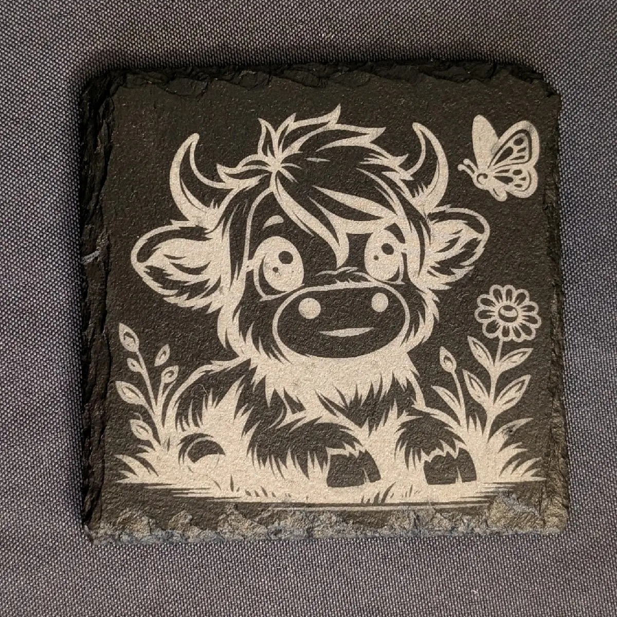 Highland Cow Slate Coasters set of 4
