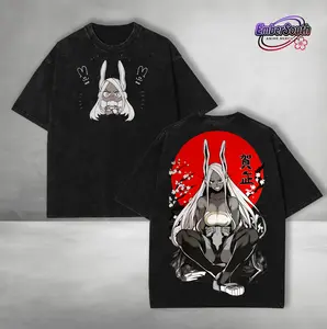 Limited Mirko My Hero Academia Bunny Hero Anime Double Printed Vintage Washed Tee Unisex Oversize Heavyweight Cotton Manga Graphic Crewneck Soft Tops Natural Shade T-shirt Anime Gift