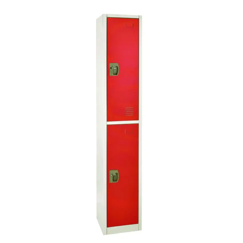 AdirOffice ALHI629202RED Modern Steel Storage Locker - 2-Compartment Tall Unit, 12x12x72 in, Red, Rubber Ft, Vented Doors, 50 lbs/100 lbs Capacity, Back to School Haul, for Schools, Assembly Required, Bedrooms