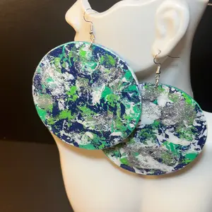 Seahawks Silver Bells Earrings - Elegant Design with Colorful Accents on Circular Pendants