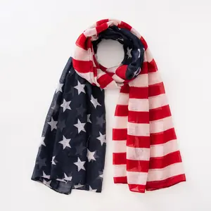 Stars and Stripes Beach Scarf, Pool Party Apparel, Independence Day Holiday Party Apparel, Scarf in Various Styles, Bali Silk Long Scarf, Lightweight and Breathable, Extra-Long Gauze Scarf, Decorative Atmosphere
