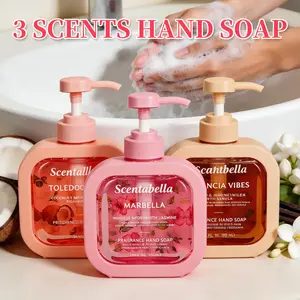3 PCS Scentabella Fragrance Hand Soap,With Almond&Jasmine Vanilla,Coconut Milk&Floral,Hibiscus Infused&Jasmine Scents,10 FI Oz(300 Ml)/Bottle