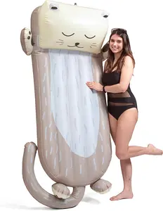Giant Inflatable Otter Pool Float- Measures Over 5 1/2 FT Long- Built for Lounging w Elevated Headrest- Swimming Lounger Chair for Kids Adults-Thick Durable PVC- Animal Floaty Beach Party