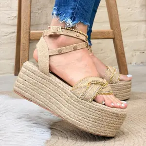 Olivia Colombian -  Women's Open Toe Espadrille Wedge Sandals with Ankle Strap and Platform Sole