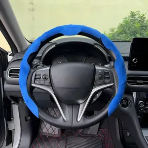 Suede Leather Car Steering Wheel Cover Non-Slip Ultra-Thin Sweat Absorbing Sweat Resistant Universal Quick Turn Feature  Fit Sweat Absorbing Interior Compatible Automotive Accessory Blue/Black/Red/Orange Options