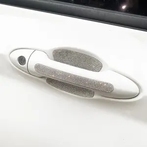 8pcs Car Door Handle Bowl Stickers, Anti-Scratch Scratch Protection Decals, Sparkling Diamond Body Guard Film, Exterior Modification, Decal For Cars