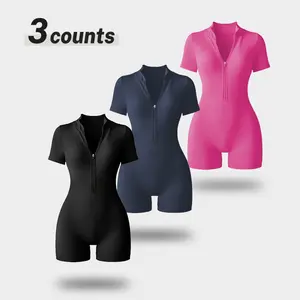 NVWA Women's Workout Jumpsuit - Half-Zip Neck, Soft Breathable, High-Stretch, Tummy Control with Abdominal Support, Stylish Activewear Athleisure Set for Yoga, Gym