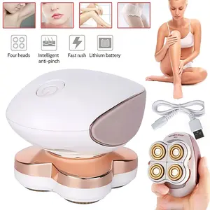 4-Head 360° Rotating Electric Shaver & Hair Trimmer - USB Rechargeable Full Body Shaver for Women, Face, Chest, Armpit, Bikini, Legs, Arms - Wet/Dry Use, Travel-Friendly Design, Hair Removal Tool, Sleek Grooming Tool, Durable Construction tiktokshopspring