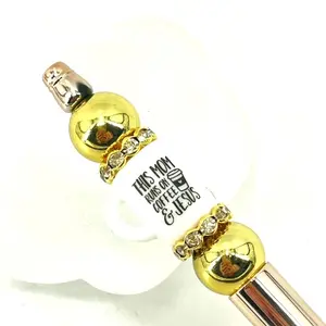 This mom runs on coffee & Jesus pen handmade NEW bling rhinestone gold rose gold Christian