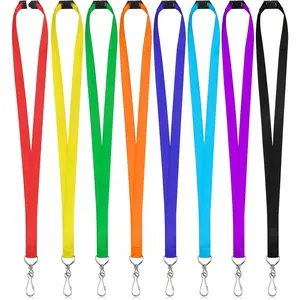 80 count Breakaway Lanyard for Id Badges, 8 Color Breakaway Flat Badge Lanyards with Swivel J Hook Break  Lanyards for Teachers Volunteers Student Team Activities