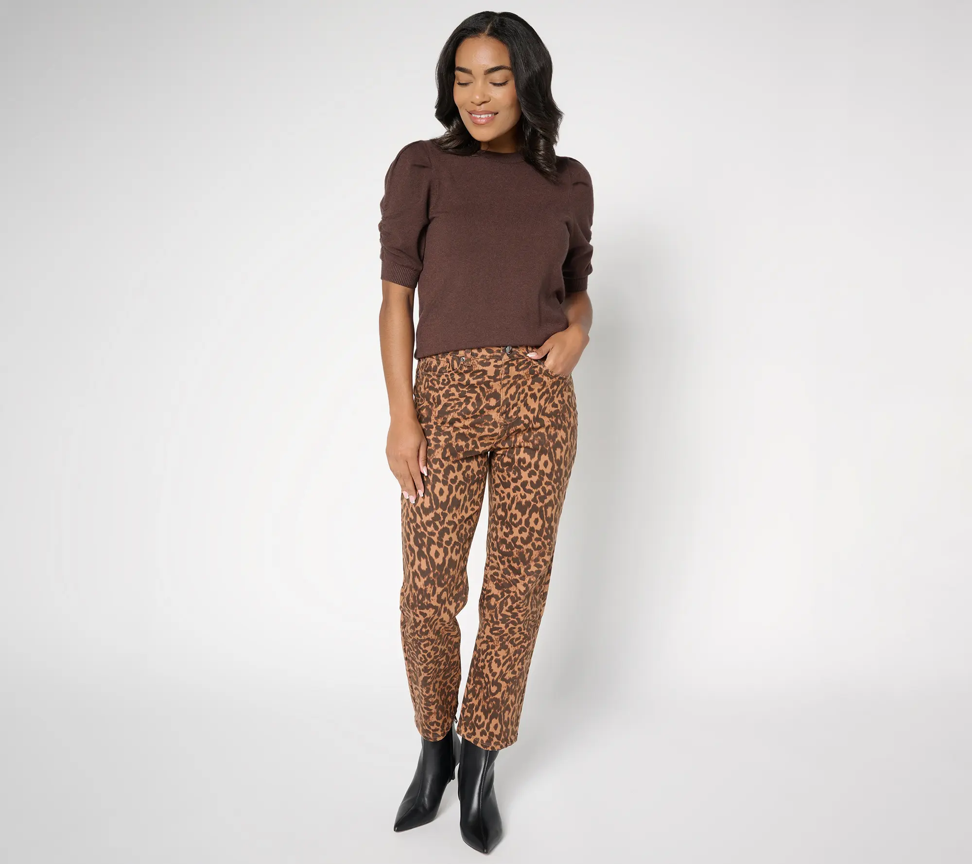 RM Studio x Rebecca Minkoff Petite Printed Luxe Stretch Ankle Jeans