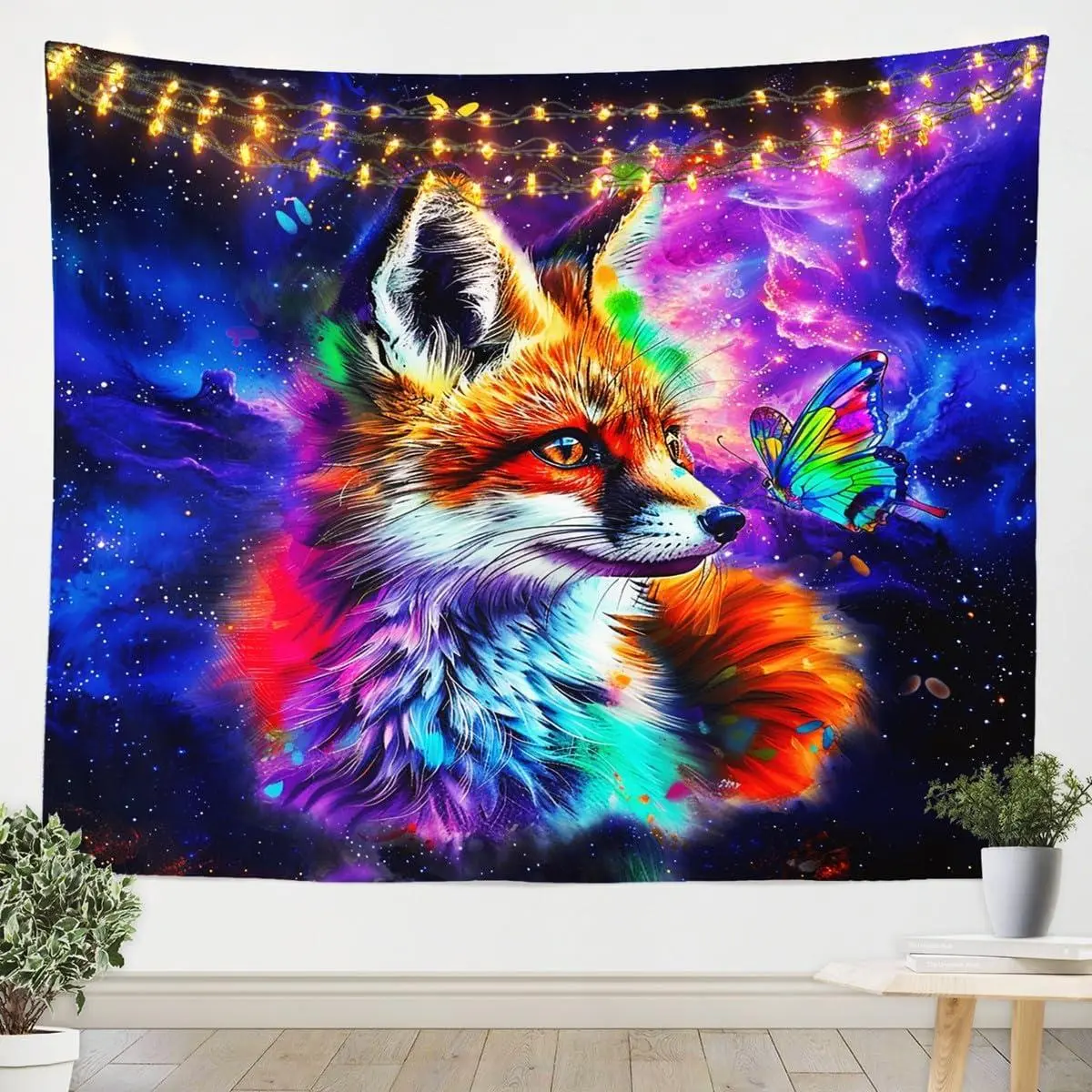 rint Wall Decor Woodland Wildlife Tapestry Bedroom Aesthetic,Cartoon Animal Wall Tapestry Mystic Nebula Wall Hanging,Rainbow Butterfly Wall Artwork