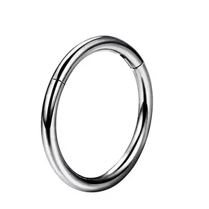 Oufer 18G Titanium Hinged Segment Nose Hoop Ring Non Tarnish Body Piercing Jewelry