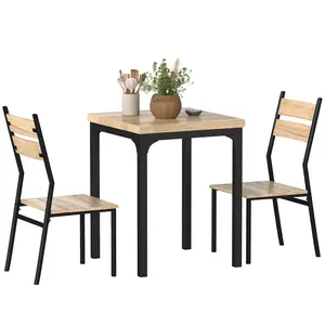HOMCOM 3 Piece Dining Table Set for 2, Modern Kitchen Table and Chairs, Dining Room Set for Breakfast Nook, Small Space, Apartment, Space Saving