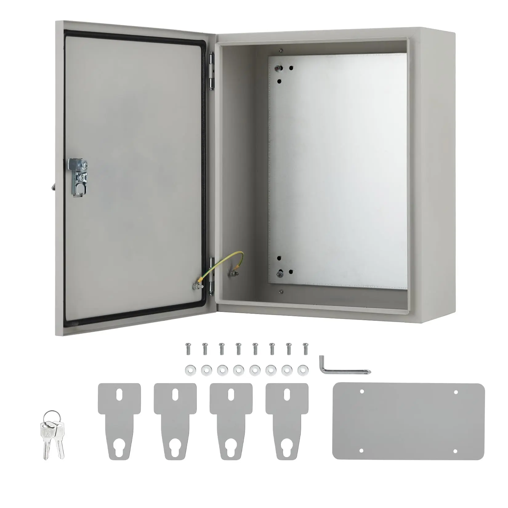 Garvee Outdoor Electrical Box, 24"x16"x12" NEMA 4X Steel Enclosure, IP67 Waterproof & Dustproof, Lockable Electrical Junction Box with Mounting Plate and 2 Keys, Indoor and Outdoor Use